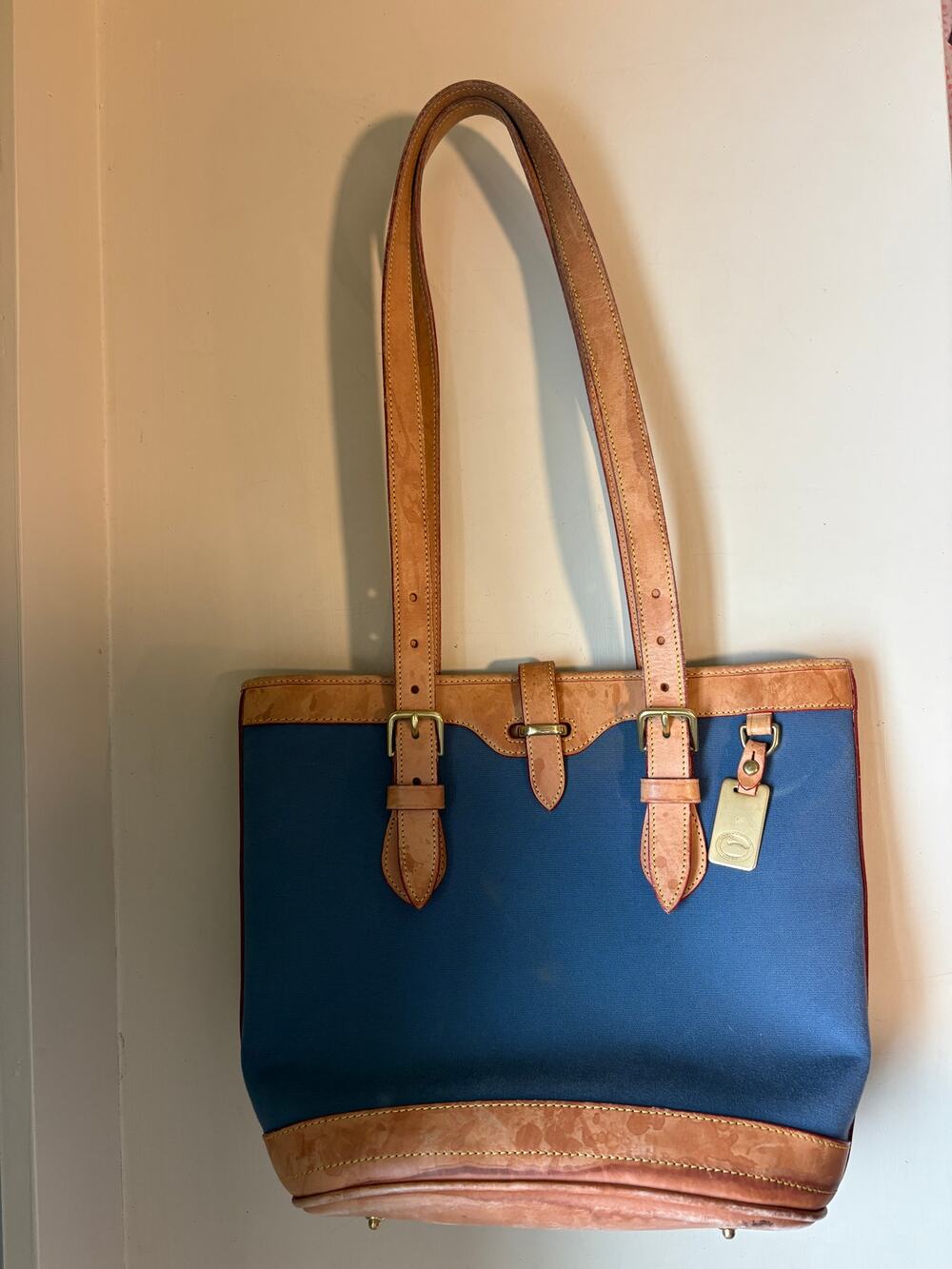 Vintage DOONEY & BOURKE navy canvas cabriolet leather tote bucket bag